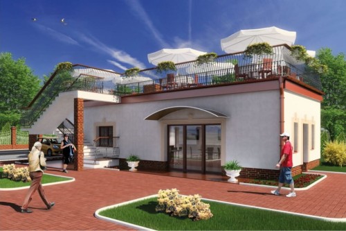 Projekt  baru K-22, parterowy, niepodpiwniczony - wizualizacja elewacji