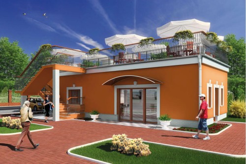 Projekt  baru K-22, parterowy, niepodpiwniczony - wizualizacja elewacji