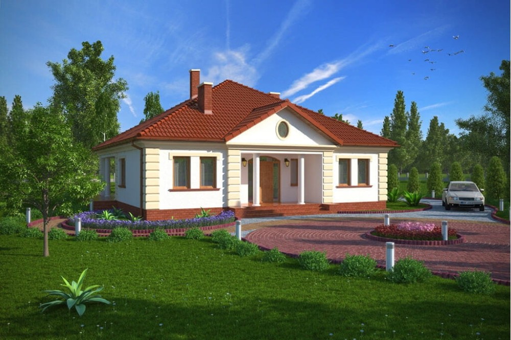 Projekt domu Jadwinów DM-6303, parterowy, bez podpiwniczenia, bez garażu-kolorystyka wersja 3