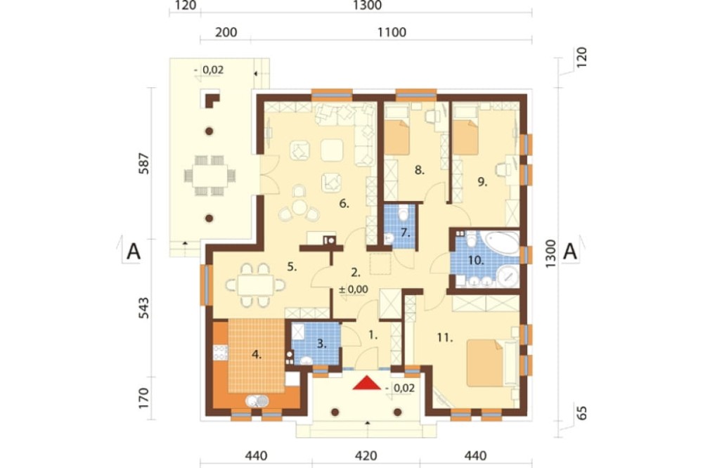 Projekt domu Jadwinów DM-6303, parterowy, bez podpiwniczenia, bez garażu-rzut parteru