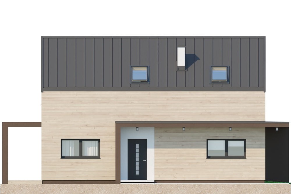 Projekt domu Inovia DM-6707, parterowy z poddaszem użytkowym, z garażem jednostanowiskowym, niepodpiwniczony - elewacja frontowa