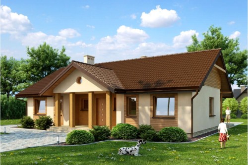 Projekt domu Wiśnicz DM-6292, parterowy, niepodpiwniczony, bez garażu - kolorystyka wersja 2