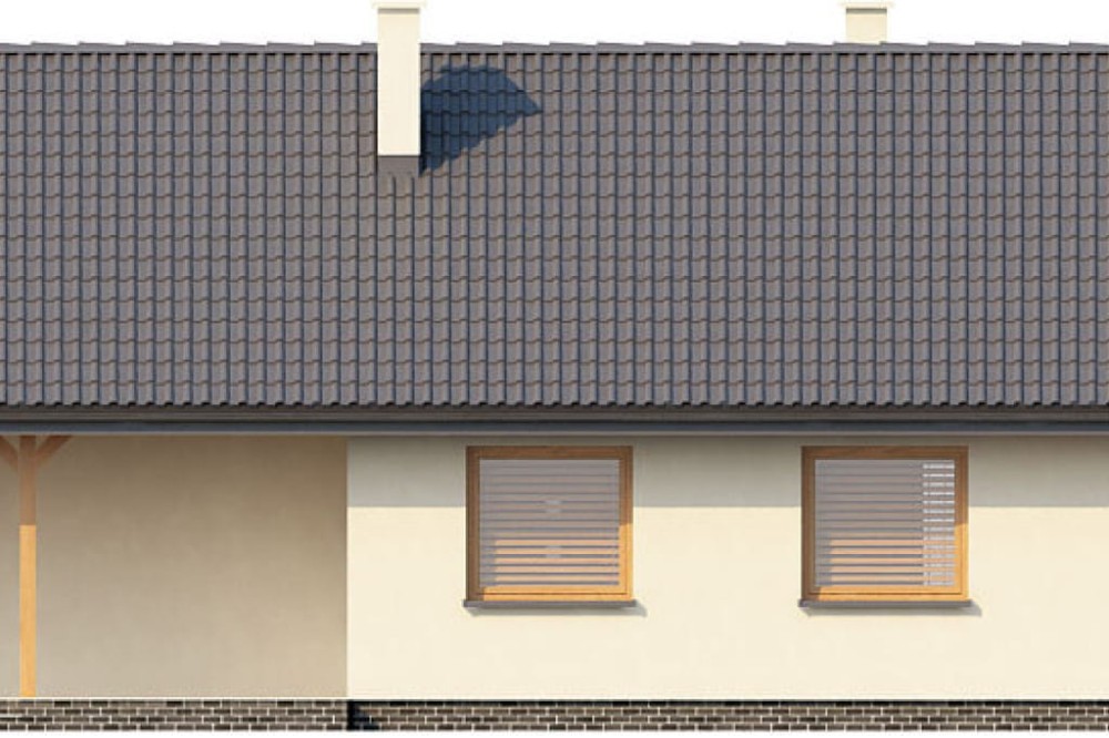 Projekt domu Wiśnicz DM-6292, parterowy, niepodpiwniczony, bez garażu - elewacja ogrodowa