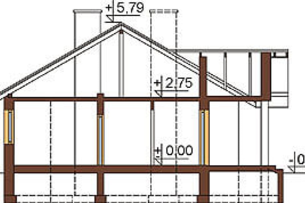 Projekt domu Wiśnicz DM-6292, parterowy, niepodpiwniczony, bez garażu - przekrój A-A