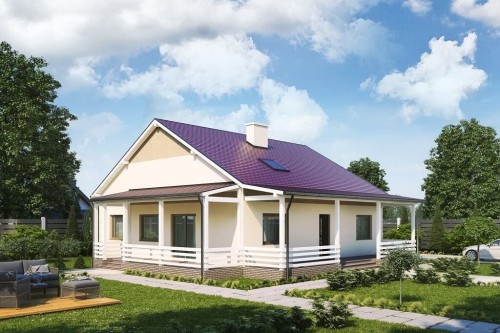 Projekt domu Azalinek DM-6617, parterowy, jednorodzinny dwulokalowy, tradycyjny, bez garażu, bez podpiwniczenia - kolorystyka wersja 2