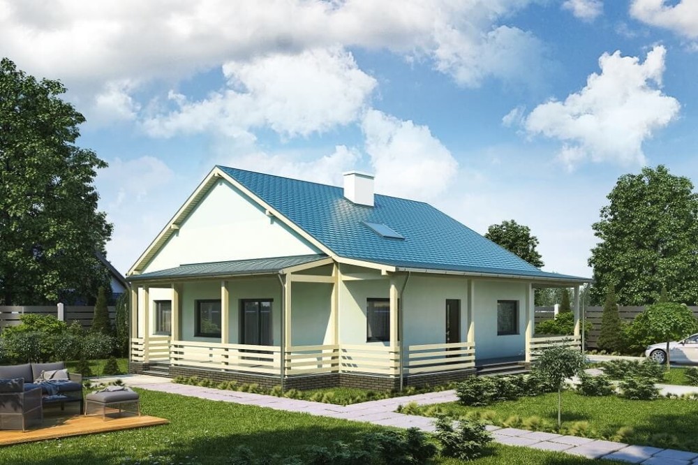 Projekt domu Azalinek DM-6617, parterowy, jednorodzinny dwulokalowy, tradycyjny, bez garażu, bez podpiwniczenia - kolorystyka wersja 3