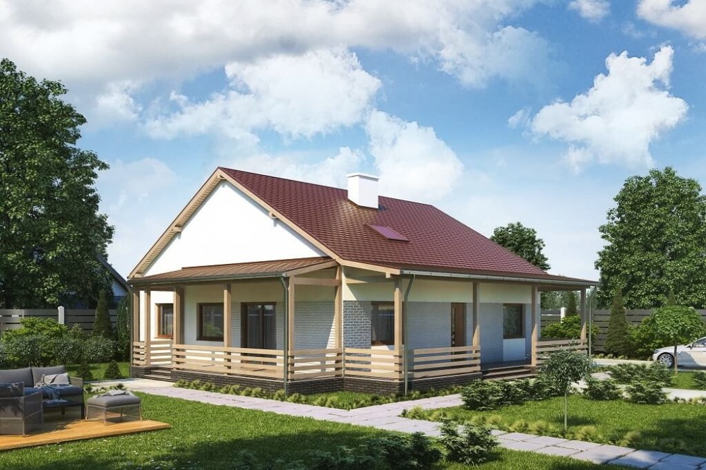 Projekt domu Azalinek DM-6617, parterowy, jednorodzinny dwulokalowy, tradycyjny, bez garażu, bez podpiwniczenia - kolorystyka wersja 4
