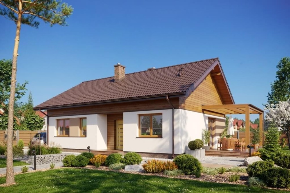 Projekt domu Ligustr 2 L-6637, parterowy, jednorodzinny, bez podpiwniczenia - kolorystyka wersja 3