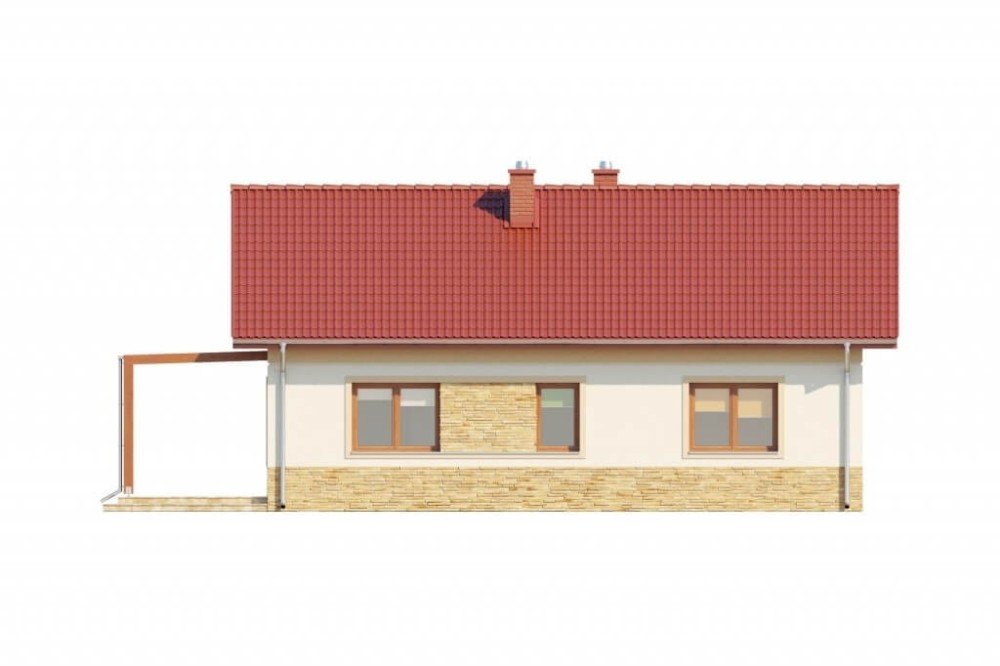 Projekt domu Ligustr 2 L-6637, parterowy, jednorodzinny, bez podpiwniczenia - wizualizacja elewacji ogrodowej