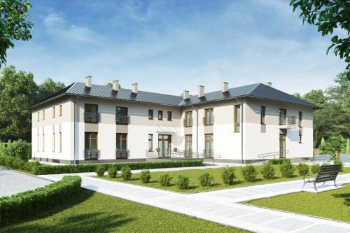 Projekt domu opieki dla osób starszych K-112, piętrowy, niepodpiwniczony-kolorystyka wersja 1