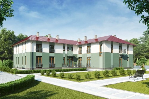 Projekt domu opieki dla osób starszych K-112, piętrowy, niepodpiwniczony-kolorystyka wersja 2