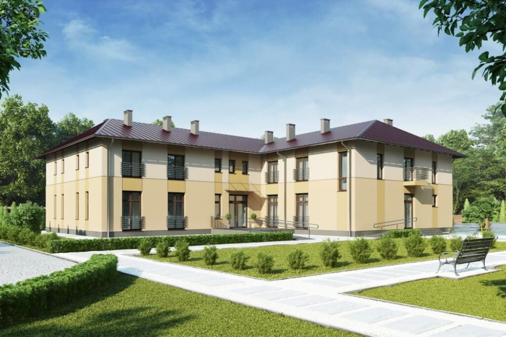 Projekt domu opieki dla osób starszych K-112, piętrowy, niepodpiwniczony-kolorystyka wersja 4