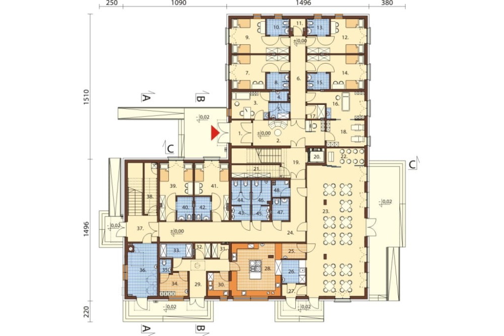 Projekt budynku K-112 - rzut parteru