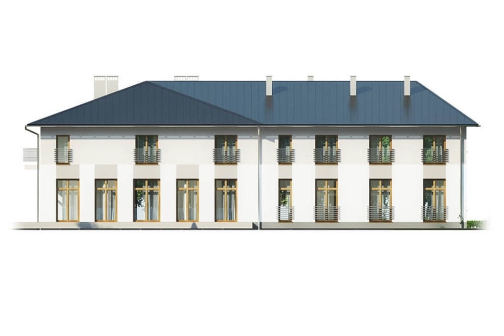 Projekt domu opieki dla osób starszych K-112, piętrowy, niepodpiwniczony - elewacja ogrodowa