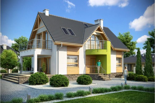 Projekt domu Ochojec DM-6170, parterowy z poddaszem użytkowym, jednorodzinny, tradycyjny, podpiwniczony i bez garażu-kolorystyka wersja 1