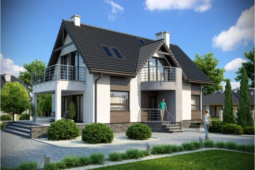 Projekt domu Ochojec DM-6170, parterowy z poddaszem użytkowym, jednorodzinny, tradycyjny, podpiwniczony i bez garażu-kolorystyka wersja 2