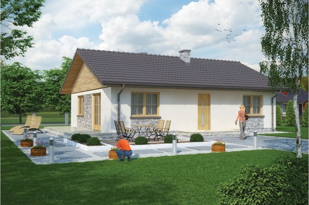 Projekt domu Rychnów N DM-6302 N, parterowego, jednorodzinnego, bez garażu, bez podpiwniczenia - kolorystyka wersja 1