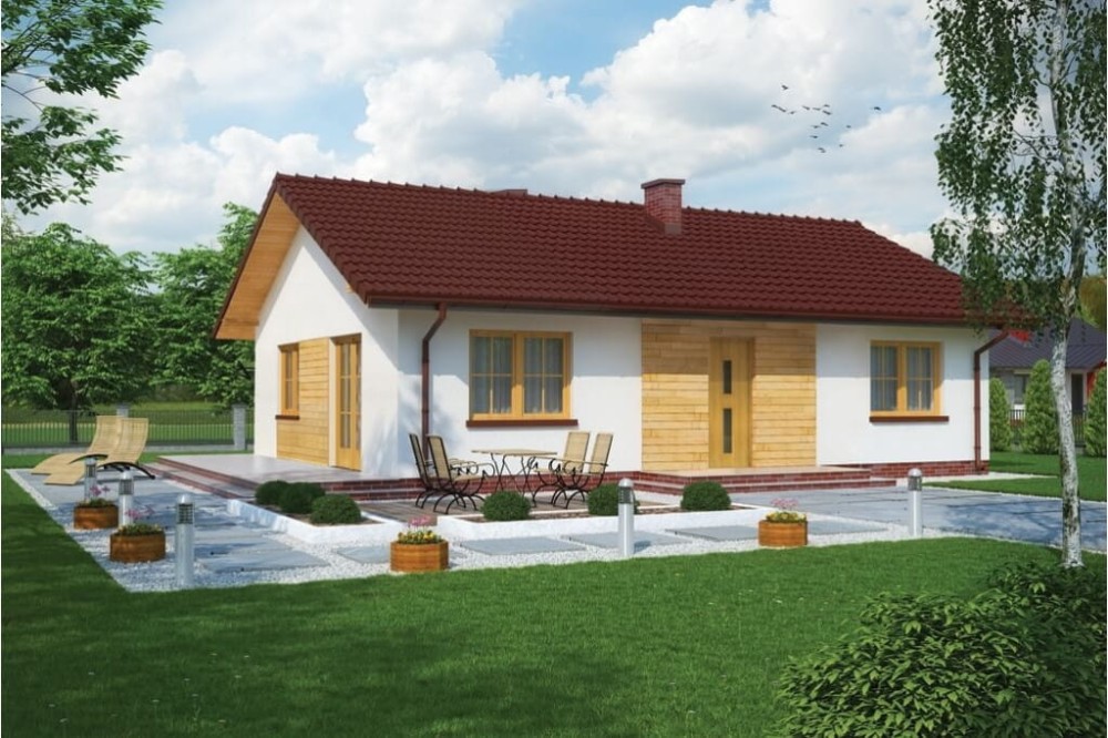 Projekt domu Rychnów N DM-6302 N, parterowego, jednorodzinnego, bez garażu, bez podpiwniczenia - kolorystyka wersja 4