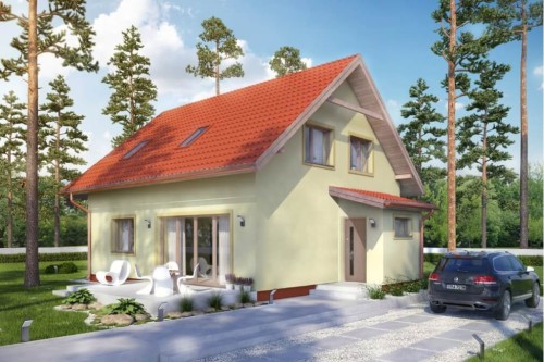 Projekt domu Kroplikowice N DM-6592 N, parterowy z poddaszem użytkowym, jednorodzinny, tradycyjny, bez garażu, bez podpiwniczenia-kolorystyka wersja 2