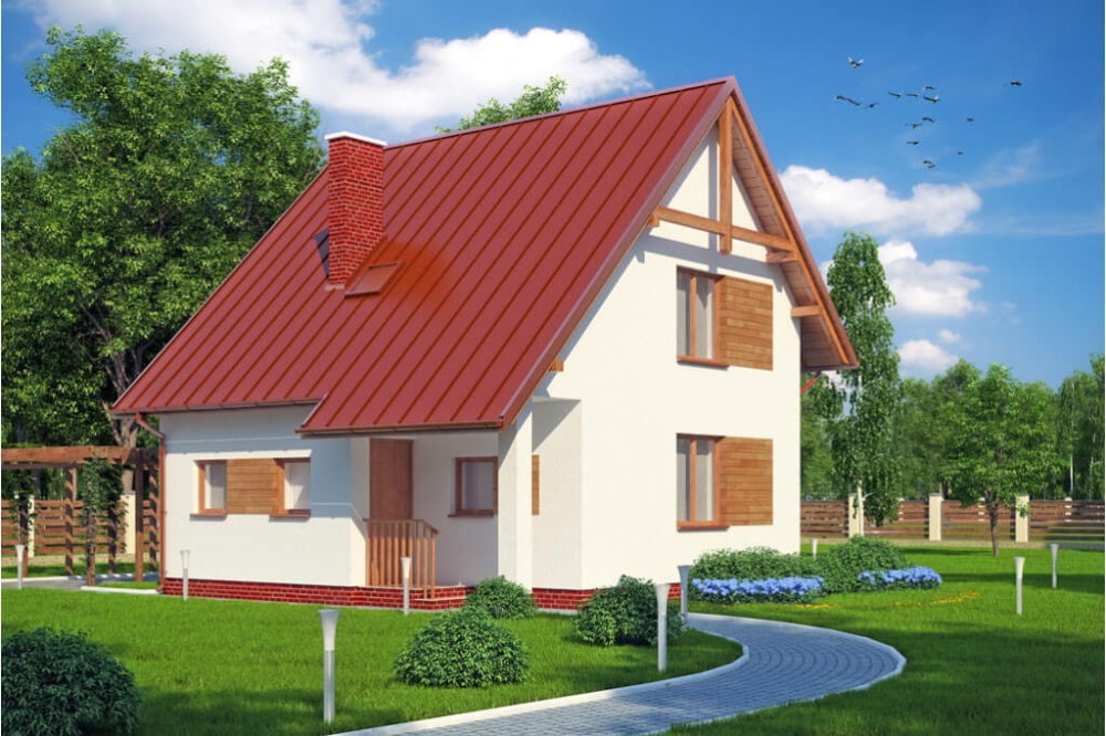 Projekt domu Rajcza DM-6130, parterowy z poddaszem mieszkalnym, bez podpiwniczenia-kolorystyka wersja 3