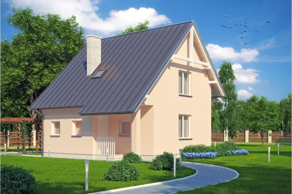 Projekt domu Rajcza DM-6130, parterowy z poddaszem mieszkalnym, bez podpiwniczenia-kolorystyka wersja 4