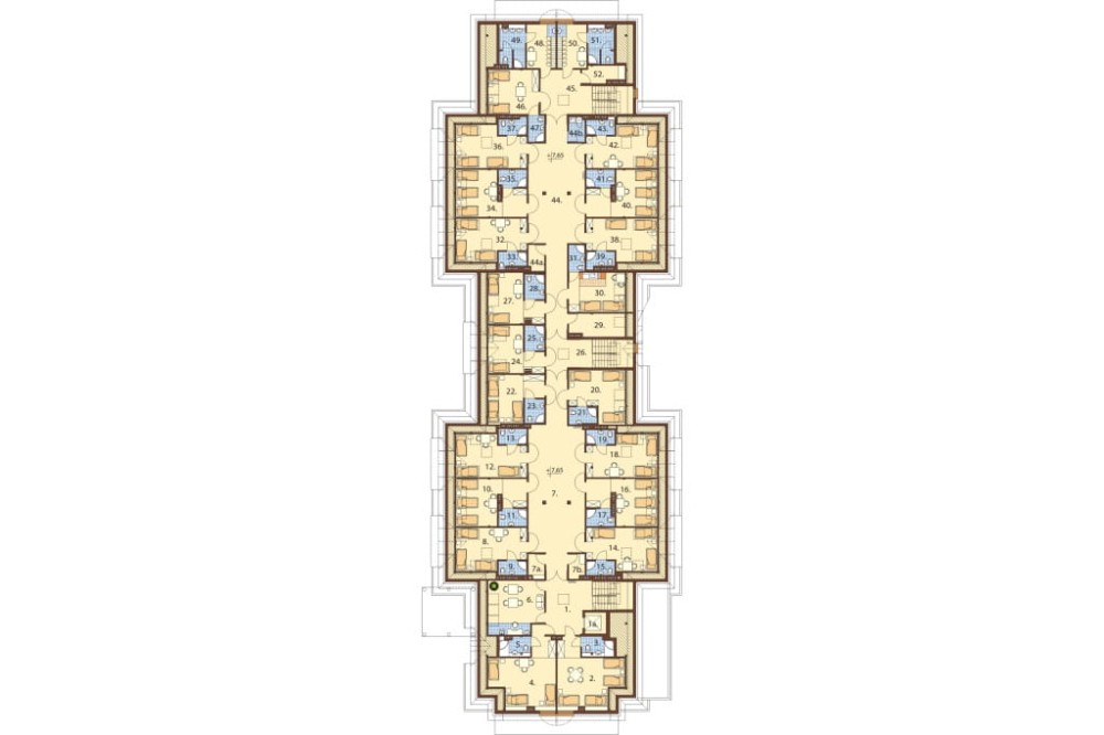 Projekt hotelu K-57, piętrowy z poddaszem użytkowym, niepodpiwniczony, bez garażu - rzut poddasza