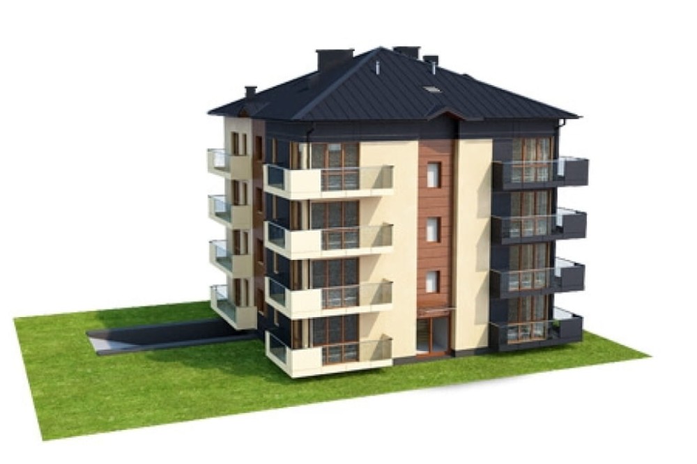 Projekt budynku wielorodzinnego DM-6496 B, trzypiętrowy, ze strychem nieużytkowym z mozliwością do adaptacji, z garażem podziemnym - model