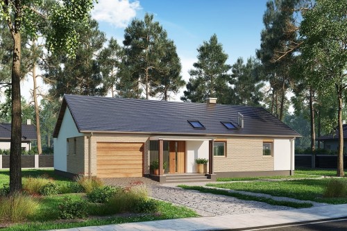 Projekt domu Martis DM-6703, parterowy z garażem jednostanowiskowym - kolorystyka wersja 1