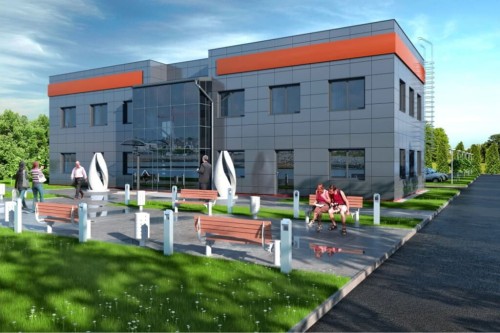 Projekt budynku biurowego K-23, piętrowy, niepodpiwniczony, bez garażu - kolorystyka wersja 1