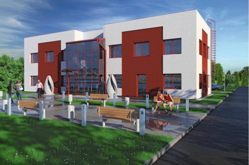 Projekt budynku biurowego K-23, piętrowy, niepodpiwniczony, bez garażu - kolorystyka wersja 2
