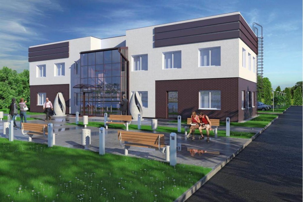 Projekt budynku biurowego K-23, piętrowy, niepodpiwniczony, bez garażu - kolorystyka wersja 3