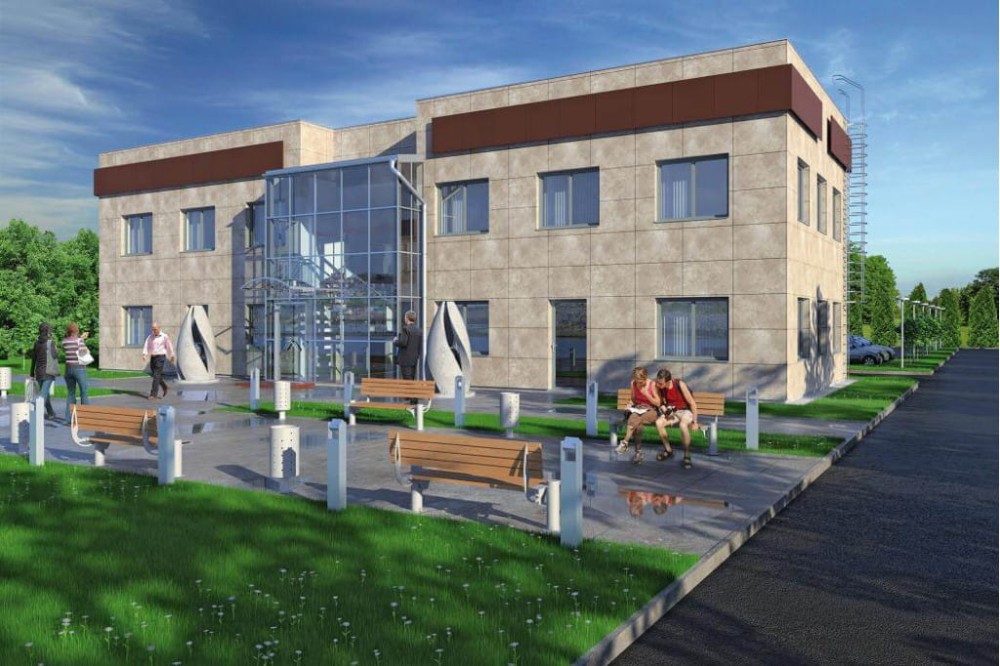 Projekt budynku biurowego K-23, piętrowy, niepodpiwniczony, bez garażu - kolorystyka wersja 4