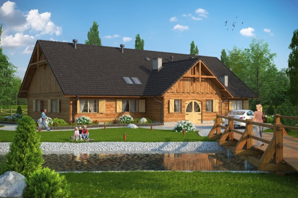 Projekt restauracji K-01, parterowy, niepodpiwniczony - kolorystyka wersja 1