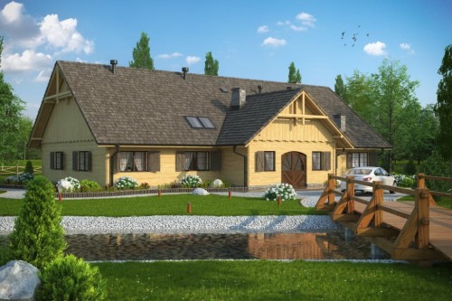 Projekt restauracji K-01, parterowy, niepodpiwniczony - kolorystyka wersja 2