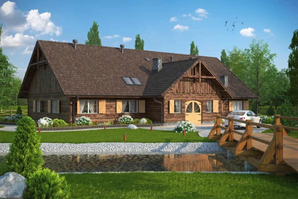 Projekt restauracji K-01, budynek parterowy, niepodpiwniczony - kolorystyka wersja 4