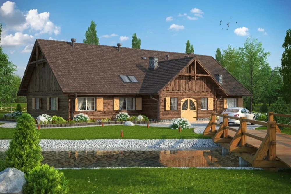 Projekt restauracji K-01, parterowy, niepodpiwniczony - kolorystyka wersja 4