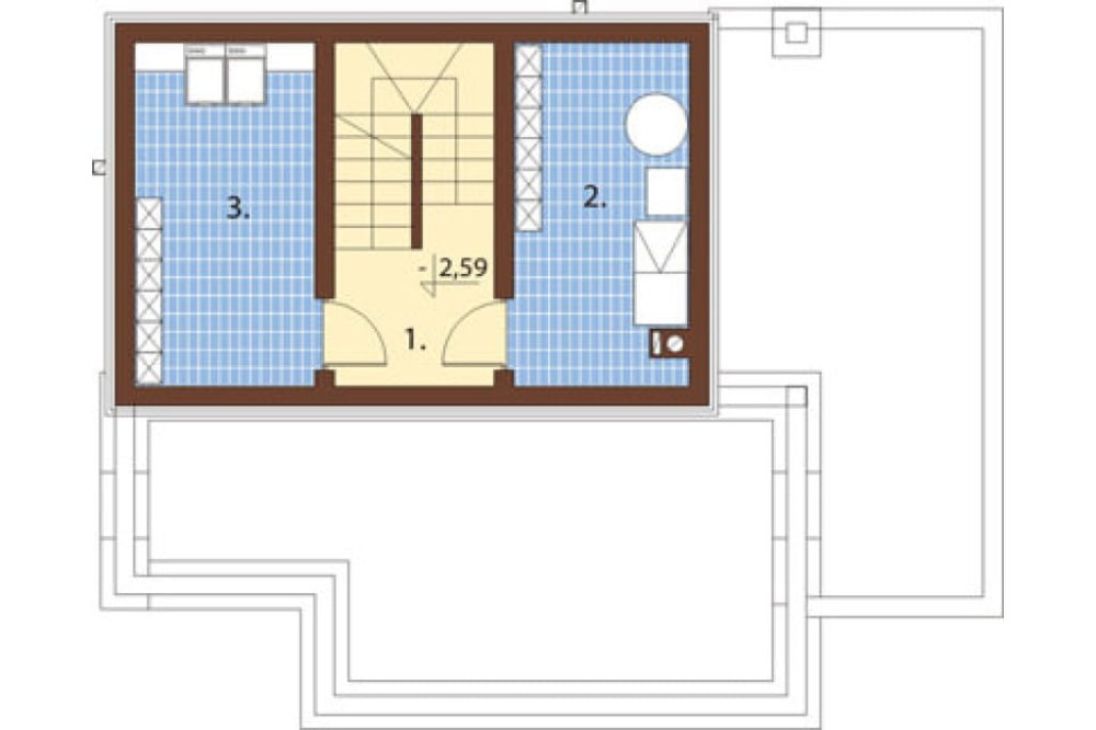 Projekt domu Wawrzynów DM-6536, parterowy z poddaszem mieszkalnym, częściowo podpiwniczony - rzut piwnicy