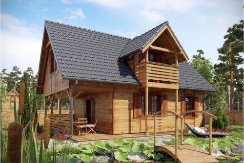 Projekt domu Polanka DM-6152, parterowy z poddaszem mieszkalnym, bez podpiwniczenia-kolorystyka wersja 1