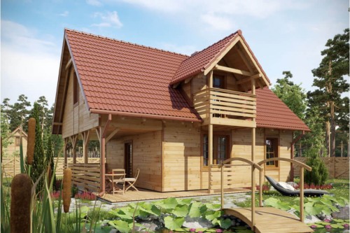 Projekt domu Polanka DM-6152, parterowy z poddaszem mieszkalnym, bez podpiwniczenia-kolorystyka wersja 2