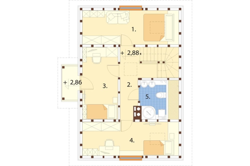 Projekt domu Polanka DM-6152, parterowy z poddaszem mieszkalnym, bez podpiwniczenia -rzut poddasza