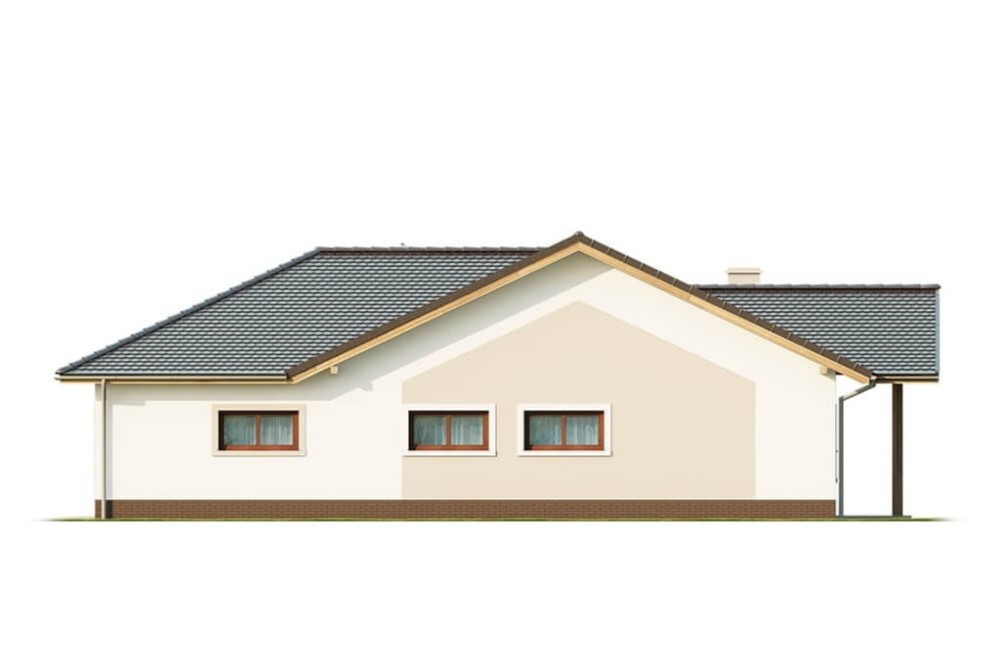 Projekt domu Miluszyk DM-6641, parterowy z garażem dwustanowiskowym - wizualizacja elewacji prawej