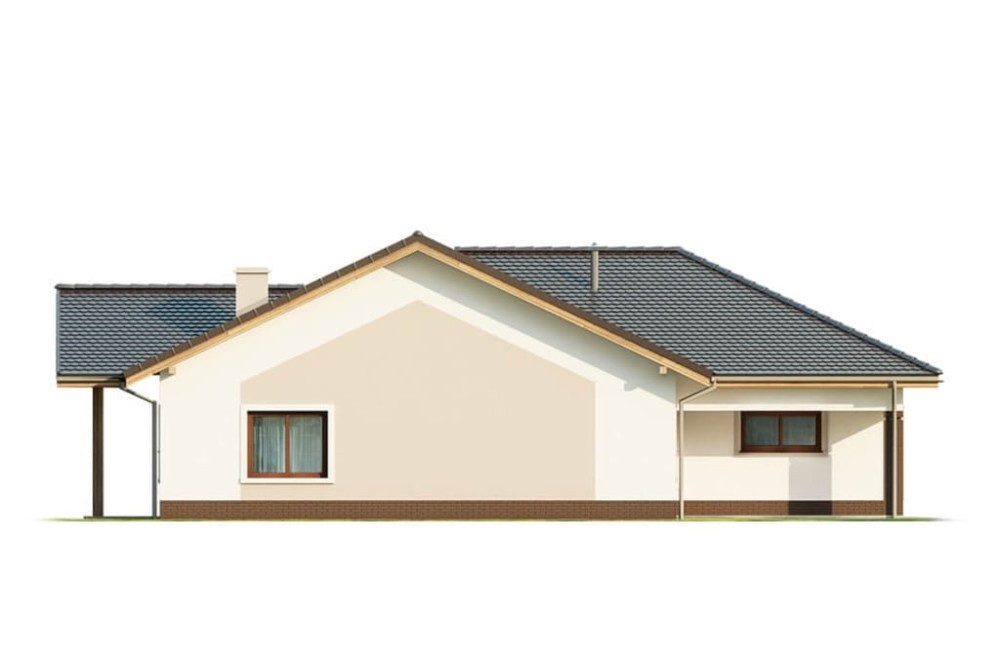 Projekt domu Miluszyk DM-6641, parterowy z garażem dwustanowiskowym - wizualizacja elewacji lewej