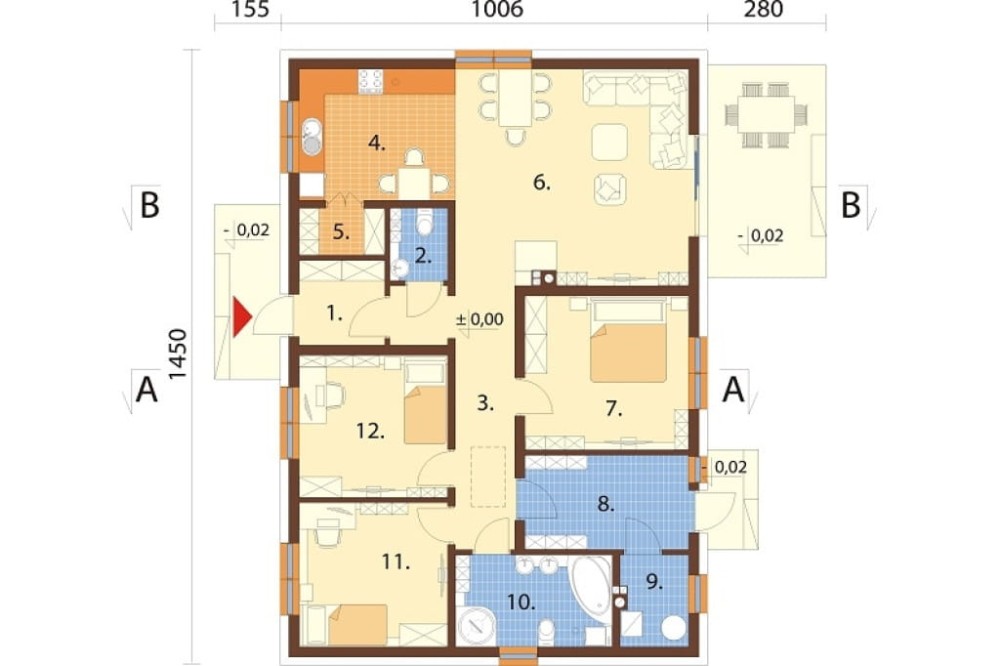 Projekt domu Izelia 2 L-6741, parterowy, niepodpiwniczony, bez garażu - rzut parteru