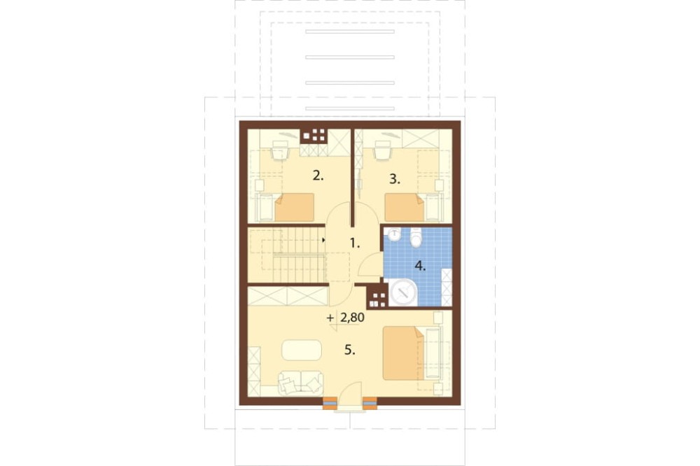 Projekt domu Brochocinek DM-6515, parterowy z garażem, poddaszem mieszkalnym, bez podpiwniczenia -rzut poddasza