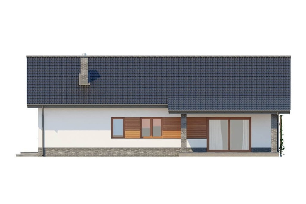 Projekt domu Rogatek 2  L-6657,parterowy, jednorodzinny, tradycyjny, bez garażu - elewacja ogrodowa