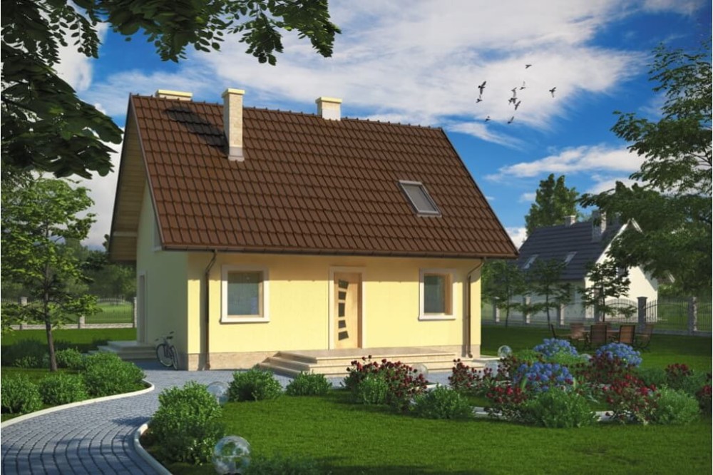 Projekt domu Zalesie N DM-6268 N, parterowy z poddaszem mieszkalnym, bez podpiwniczenia - kolorystyka wersja 3
