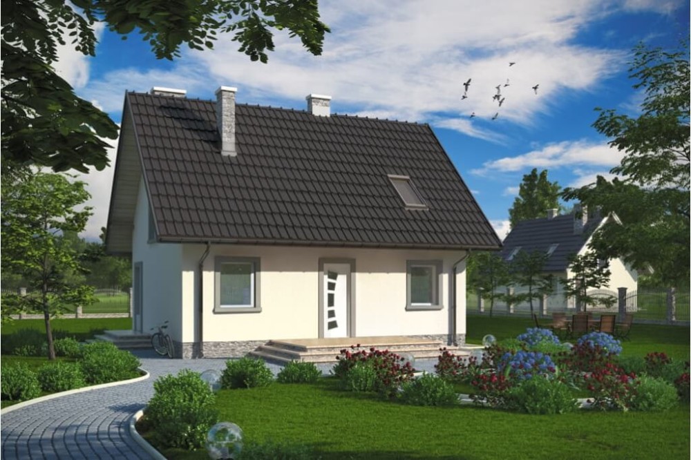 Projekt domu Zalesie N DM-6268 N, parterowy z poddaszem mieszkalnym, bez podpiwniczenia - kolorystyka wersja 4