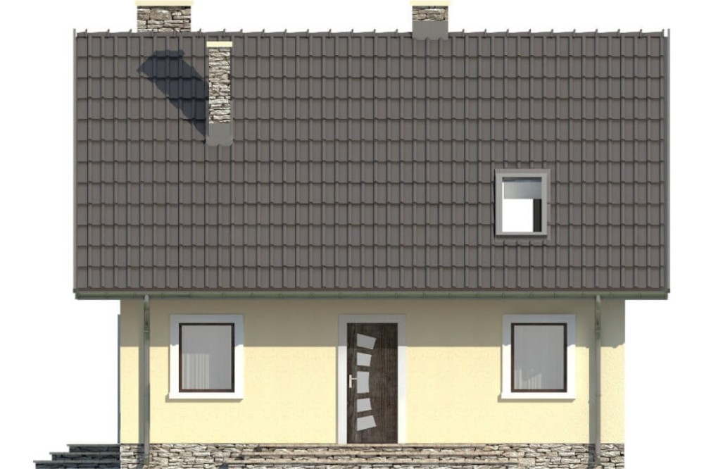 Projekt domu Zalesie N DM-6268 N, parterowy z poddaszem mieszkalnym, bez podpiwniczenia - elewacja frontowa