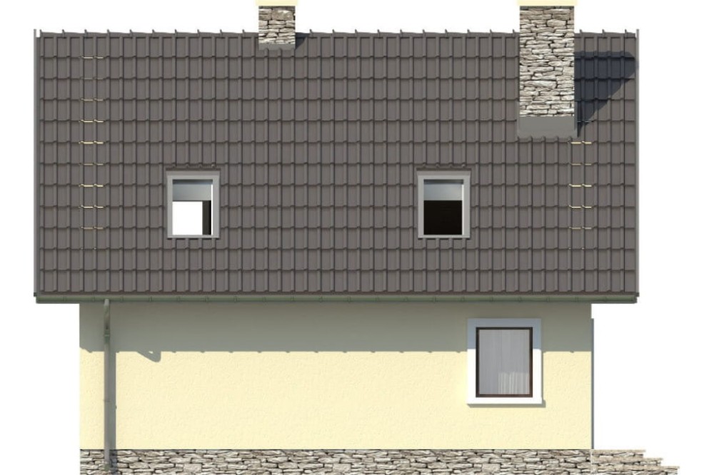 Projekt domu Zalesie N DM-6268 N, parterowy z poddaszem mieszkalnym, bez podpiwniczenia - elewacja ogrodowa