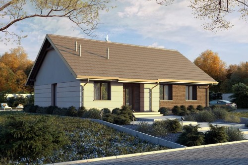 Projekt domu Celozja E DM-6616 E, parterowy, niepodpiwniczony, bez garażu - wizualizacja elewacji